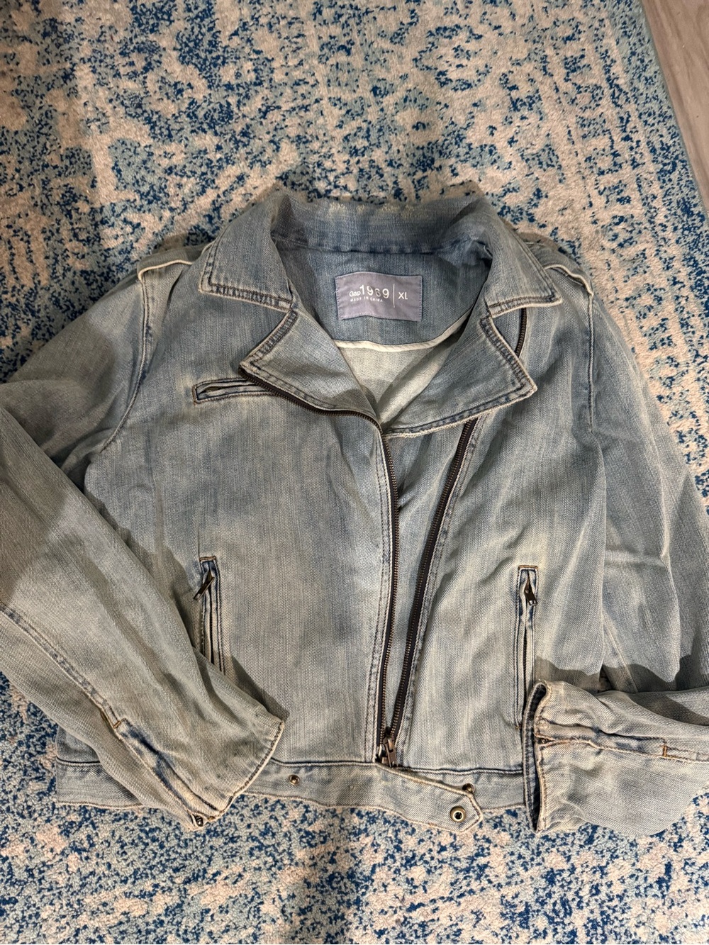Gap 1969 soft denim moto jacket sz xl extra large